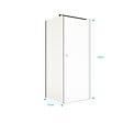 AURLANE - Retour pour Porte de Douche 80x195cm Verre Trempe 8mm Anticalcaire - Alu Noir - DARK ELEMENTARY - vignette