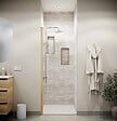 AURLANE - Porte de Douche Pivotante 80x180 cm en Verre Trempe 5 mm - Finition Or Brosse - GOLD ELEMENTARY - vignette