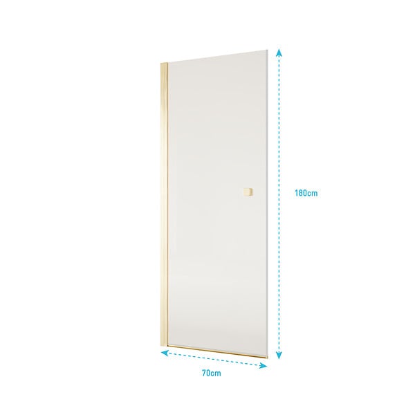 AURLANE - Porte de Douche Pivotante 70x180 cm en Verre Trempe 5 mm - Finition Or Brosse - GOLD ELEMENTARY - large