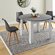 ID MARKET - Table à manger extensible ronde DONA 4-8 personnes blanc plateau effet béton 110-150 cm - vignette