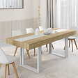 ID MARKET - Table à manger extensible rectangle PHOENIX 4-8 personnes bois et blanc bande centrale blanche 160-200 cm - vignette