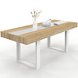 ID MARKET - Table à manger extensible rectangle PHOENIX 4-8 personnes bois et blanc bande centrale blanche 160-200 cm - vignette
