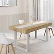 ID MARKET - Table à manger extensible rectangle PHOENIX 4-8 personnes bois et blanc bande centrale blanche 160-200 cm - vignette