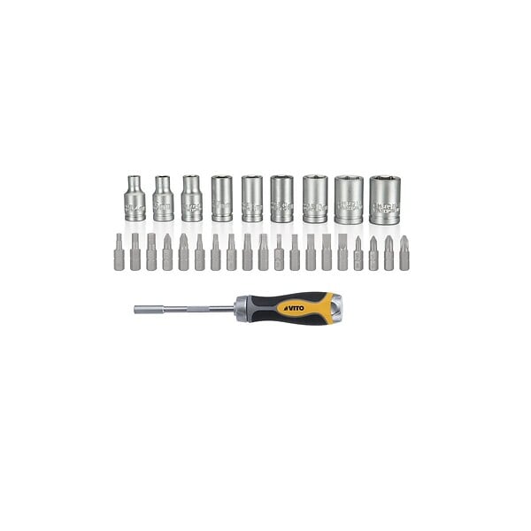 VITO - Coffret 30 Pièces Tournevis Porte embouts + 20 Embouts et 9 douilles SG2 Magnétiques VITO - large
