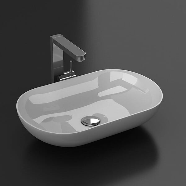 STANO - Vasque à poser design en marbre de synthèse SIENA 54 x 34 cm - large