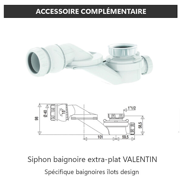 STANO - Baignoire îlot design ovale BOSTON blanche 180 cm - large