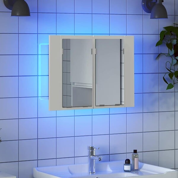 VIDAXL - vidaXL Armoire salle de bain à miroir LED Blanc 60x12x45 cm Acrylique - large