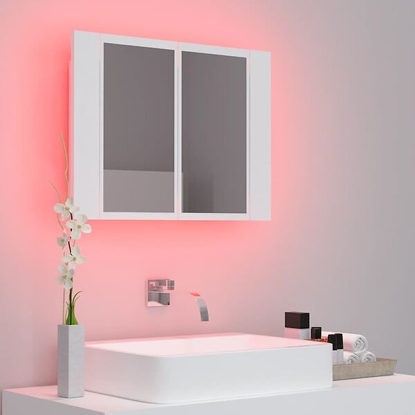 VIDAXL - vidaXL Armoire salle de bain à miroir LED Blanc 60x12x45 cm Acrylique - large