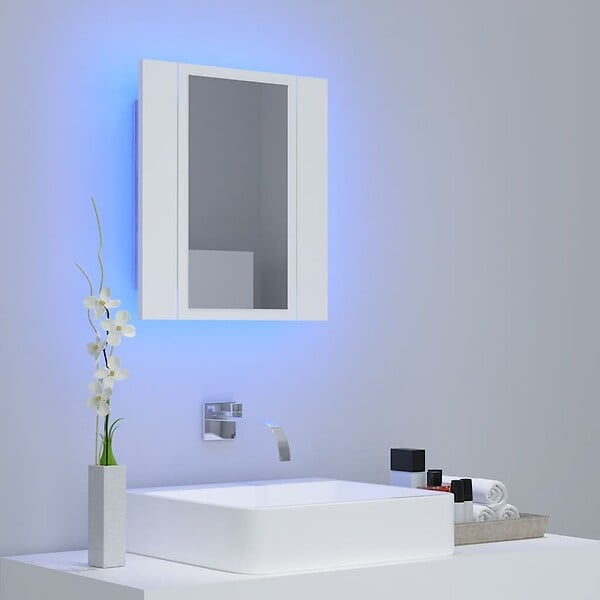 VIDAXL - vidaXL Armoire salle de bain à miroir LED Blanc 40x12x45 cm Acrylique - large