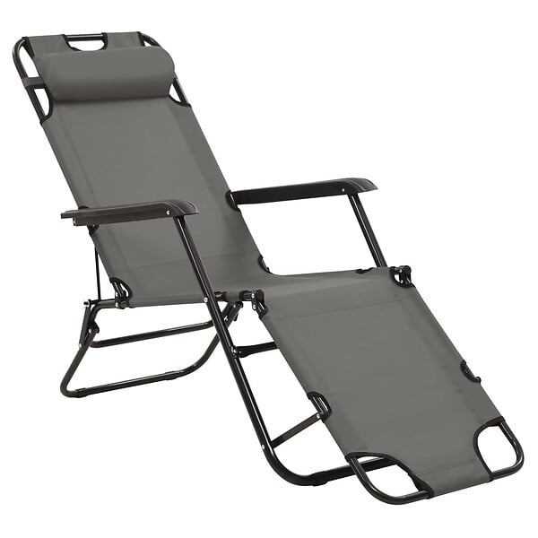 VIDAXL - vidaXL Chaises longues pliables 2 pcs avec repose-pied Acier Gris - large