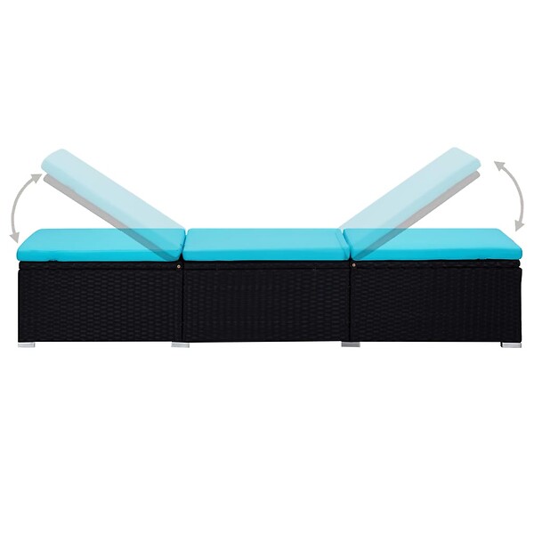 VIDAXL - vidaXL Chaises longues de jardin table à thé 3 pcs Résine tressée Noir - large