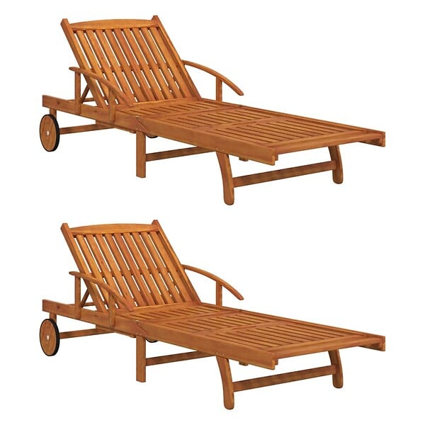 VIDAXL - vidaXL Chaises longues lot de 2 Bois d'acacia solide - large