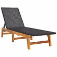 VIDAXL - vidaXL Chaises longues lot de 2 noir/marron résine tressée/bois acacia - vignette
