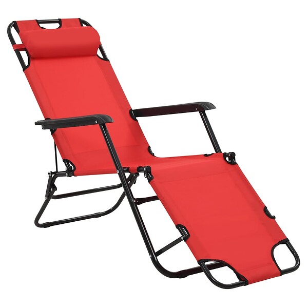 VIDAXL - vidaXL Chaises longues pliables 2 pcs avec repose-pied Acier Rouge - large