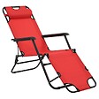 VIDAXL - vidaXL Chaises longues pliables 2 pcs avec repose-pied Acier Rouge - vignette