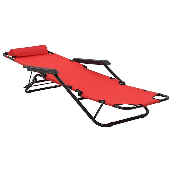 VIDAXL - vidaXL Chaises longues pliables 2 pcs avec repose-pied Acier Rouge - large