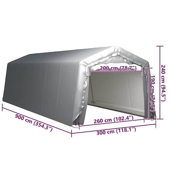 VIDAXL - vidaXL Tente de rangement 300x900 cm Acier Gris - large