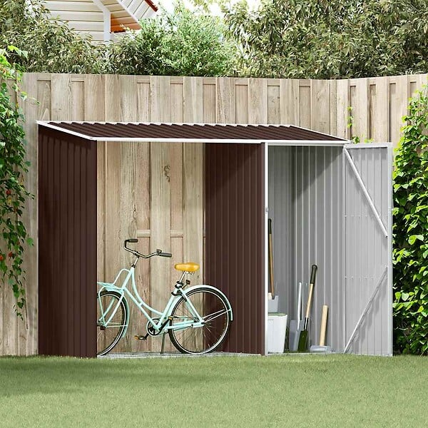 VIDAXL - vidaXL Abri à bois de jardin Marron 245x98x159 cm Acier galvanisé - large