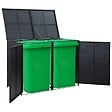 VIDAXL - vidaXL Abris pour poubelle double Résine tressée Noir 148x80x111 cm - vignette