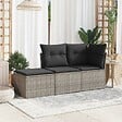 VIDAXL - vidaXL Tabouret de jardin avec coussin gris 55x55x37 cm résine tressée - vignette