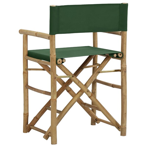 VIDAXL - vidaXL Chaises pliables de directeur lot de 2 Vert Bambou et tissu - large