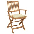 VIDAXL - vidaXL Chaises pliables de jardin lot de 8 avec coussins Bois d'acacia - vignette