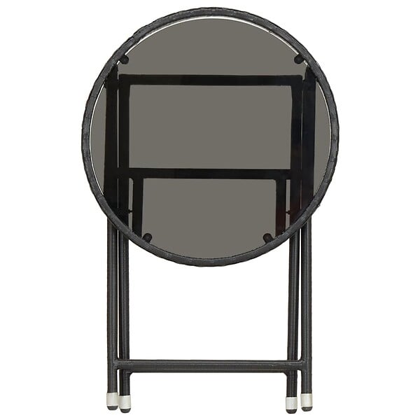 VIDAXL - vidaXL Table à thé Noir 60 cm Résine tressée et verre trempé - large