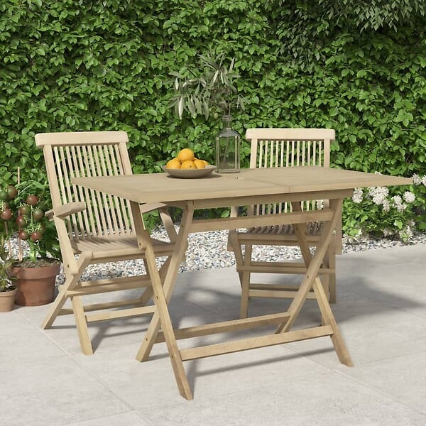 VIDAXL - vidaXL Table de jardin pliante gris 120x70x75 cm bois de teck solide - large