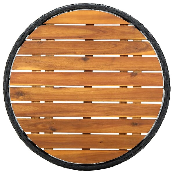 VIDAXL - vidaXL Table à thé Noir 60 cm Résine tressée et bois d'acacia solide - large