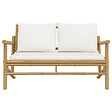 VIDAXL - vidaXL Banc de jardin avec coussins blanc crème bambou - vignette