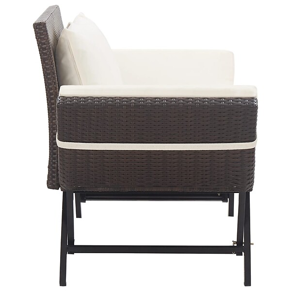 VIDAXL - vidaXL Banc de jardin avec coussins 176 cm Marron Résine tressée - large