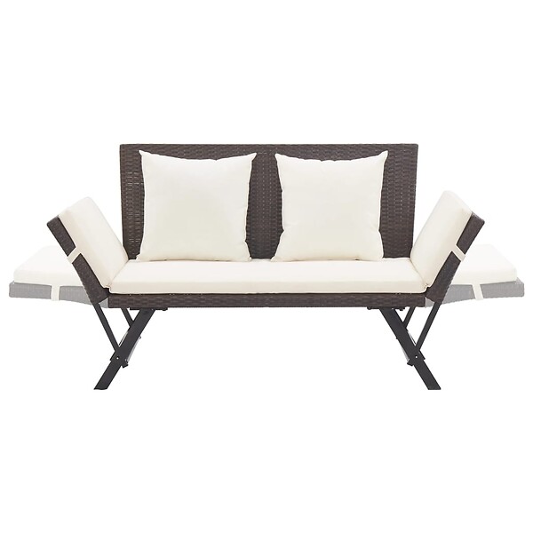 VIDAXL - vidaXL Banc de jardin avec coussins 176 cm Marron Résine tressée - large