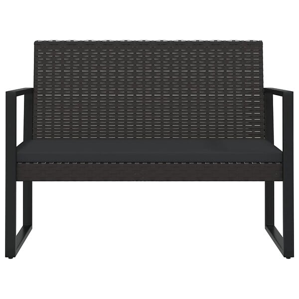 VIDAXL - vidaXL Banc de jardin avec coussins noir 106 cm résine tressée - large