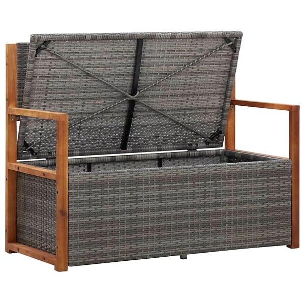 VIDAXL - vidaXL Banc de rangement 115 cm Résine tressée et bois d'acacia Gris - large