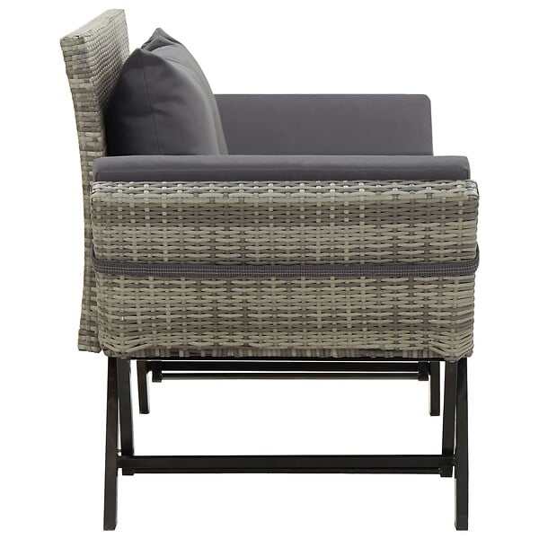 VIDAXL - vidaXL Banc de jardin avec coussins 176 cm Gris Résine tressée - large