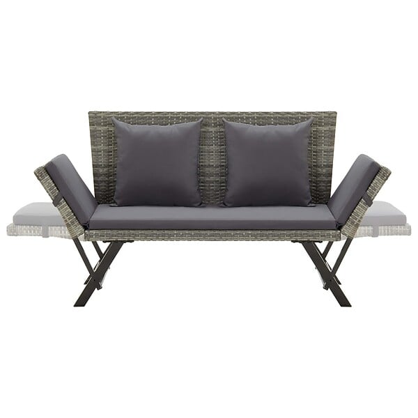 VIDAXL - vidaXL Banc de jardin avec coussins 176 cm Gris Résine tressée - large