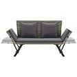 VIDAXL - vidaXL Banc de jardin avec coussins 176 cm Gris Résine tressée - vignette