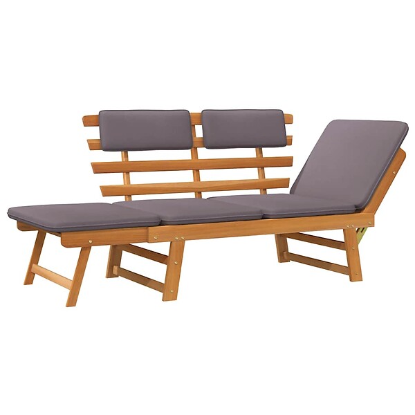 VIDAXL - vidaXL Chaise longue avec coussin 2-en-1 190 cm Bois solide d'acacia - large