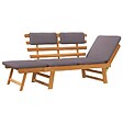 VIDAXL - vidaXL Chaise longue avec coussin 2-en-1 190 cm Bois solide d'acacia - vignette