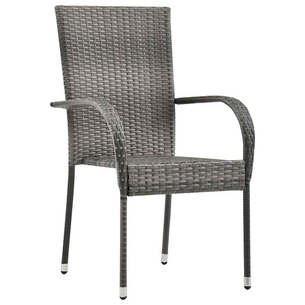 VIDAXL - vidaXL Chaises empilables d'extérieur lot de 4 Gris Résine tressée - large
