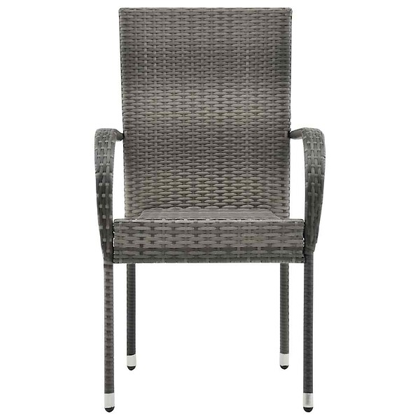 VIDAXL - vidaXL Chaises empilables d'extérieur lot de 4 Gris Résine tressée - large