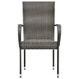 VIDAXL - vidaXL Chaises empilables d'extérieur lot de 4 Gris Résine tressée - vignette