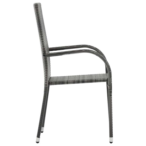 VIDAXL - vidaXL Chaises empilables d'extérieur lot de 4 Gris Résine tressée - large