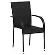 VIDAXL - vidaXL Chaises empilables d'extérieur lot de 4 Résine tressée Noir - vignette