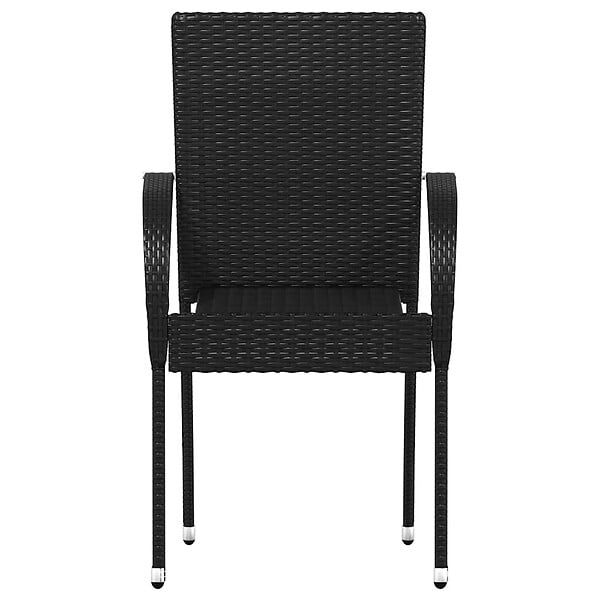 VIDAXL - vidaXL Chaises empilables d'extérieur lot de 4 Résine tressée Noir - large