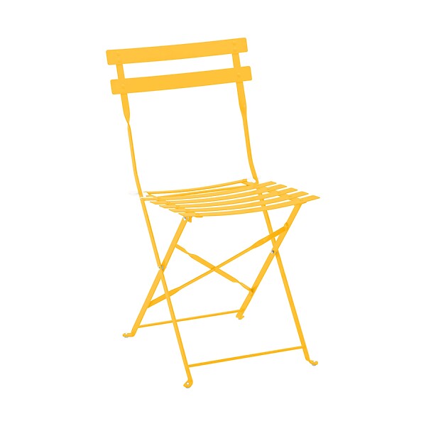 OVIALA - Lot de 2 chaises pliantes en acier jaune - Rome - large