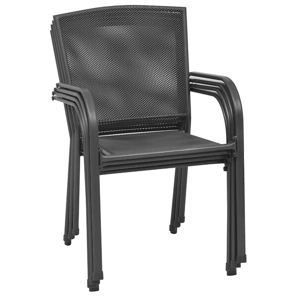 VIDAXL - vidaXL Chaises d'extérieur lot de 4 Design maillé Anthracite Acier - large