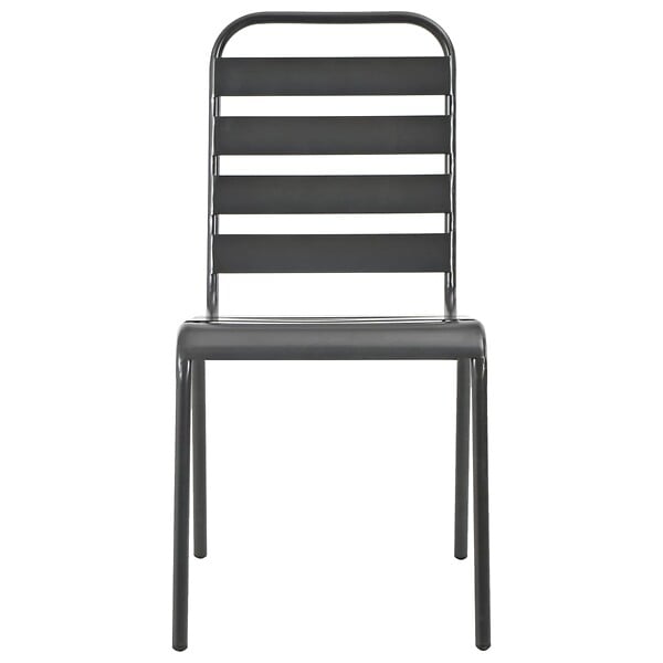 VIDAXL - vidaXL Chaises d'extérieur lot de 4 Design à lattes Acier Gris foncé - large