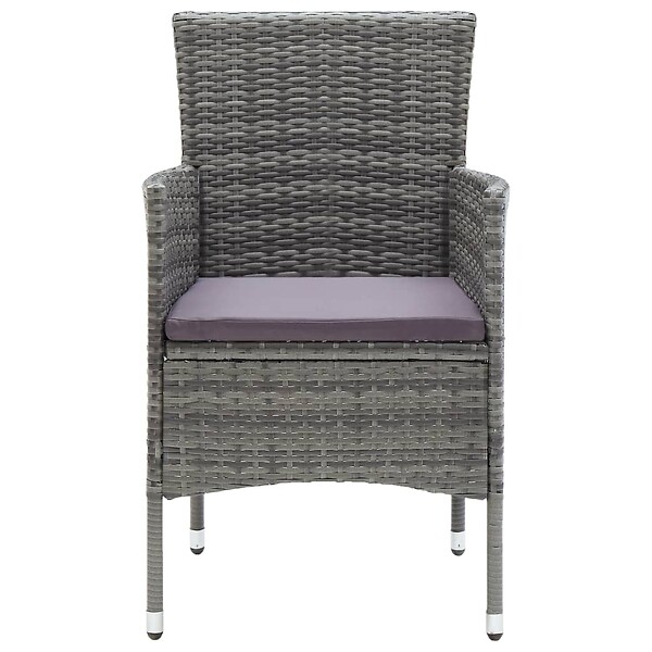 VIDAXL - vidaXL Chaises à manger de jardin lot de 4 Résine tressée Gris - large