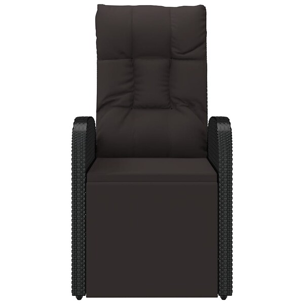 VIDAXL - vidaXL Chaise inclinable de jardin et coussin Résine tressée Noir - large